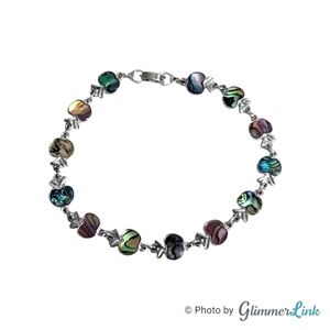 Apple Inlay Shell Links Silver Tone Anklet Bracelet